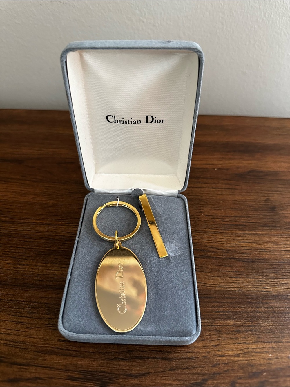 Christian Dior Keychain & Tie Clip Set